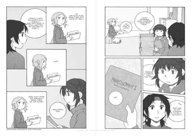 First scene with philosophy-related book in "ΔS">>